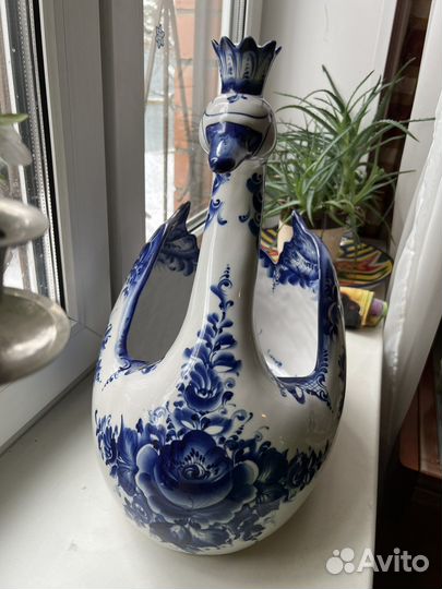 Ваза гжель Лебедь
