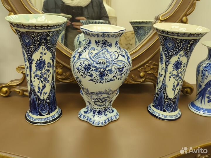 Делфт. Вазы. Ручная роспись и деколь