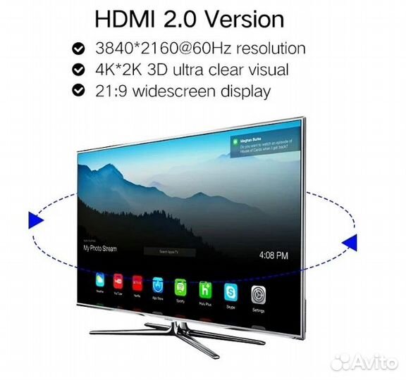 Активный оптический кабель hdmi ver. 2.0 50 метров