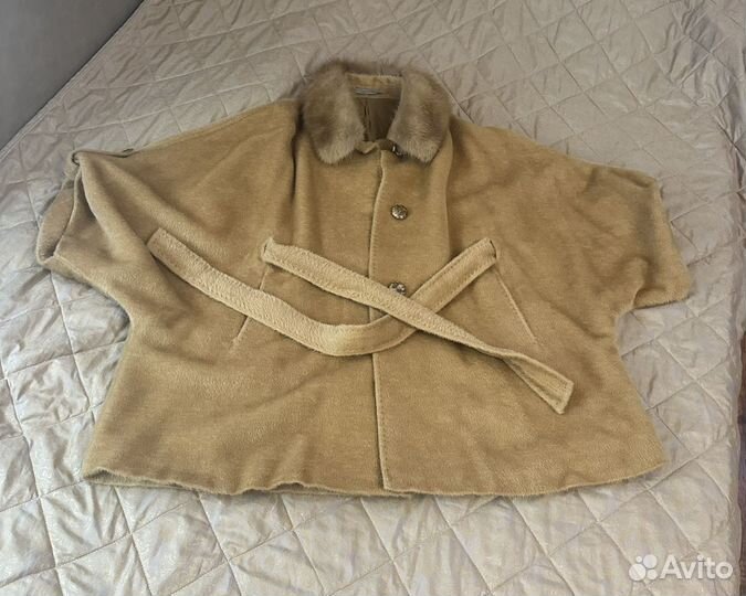 Пальто альпака, ворот куница