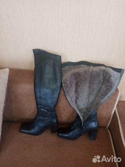 Сапоги ботфорты из натуральной кожи, цегейка в нут