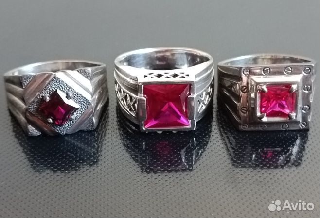 Серебряные перстни с рубинами