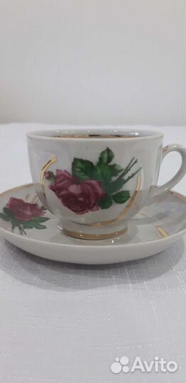 Чайно кофейный сервиз СССР. Ручная роспись