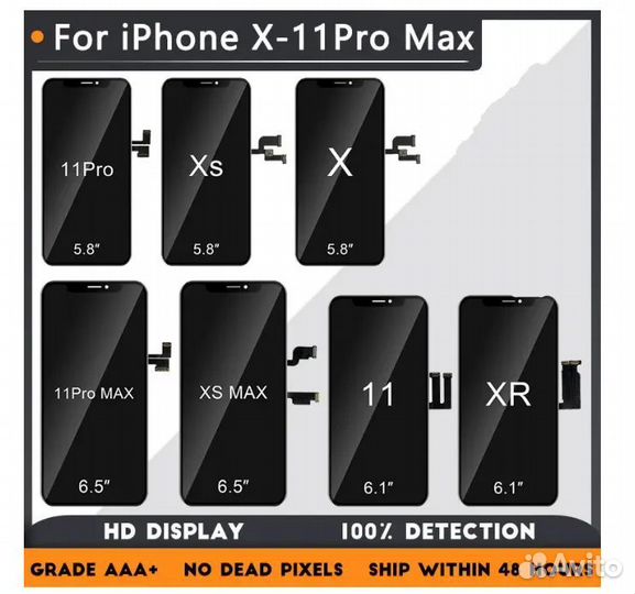 Дисплей на iPhone X, Xs, XR, 11, 11pro