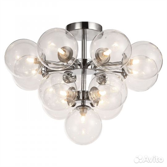 Люстра металл и стекло в спальню модерн