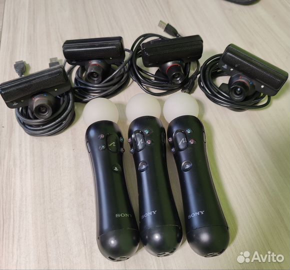 Набор 3шт PS Move + 4шт камеры+кабель