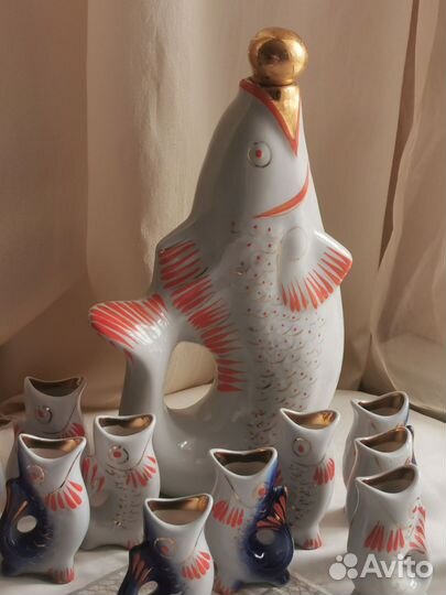 Штоф фарфор рыбки