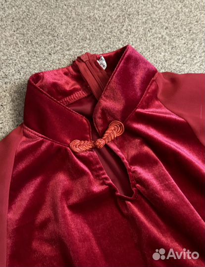 Платье ципао красное (бордовое) мини