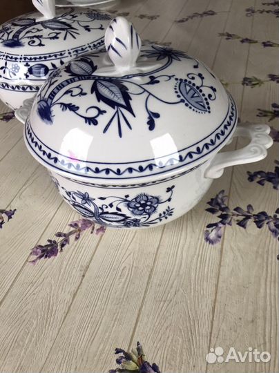 Синий лук, луковый узор супники Германия