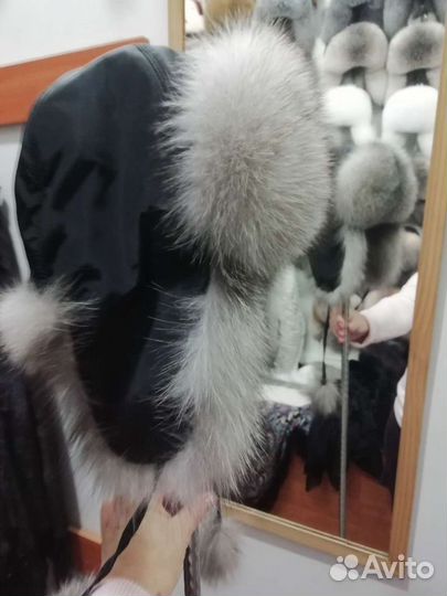 Шапка ушанка с мехом песца