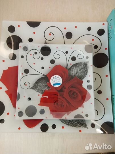 Набор квадратных тарелок 6шт блюдо большое 1шт