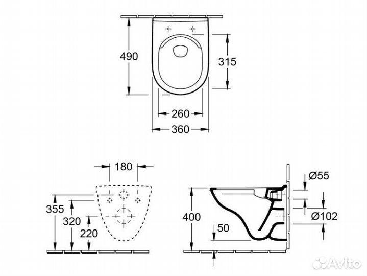 Унитаз Villeroy&Boch O'Novo 5688HR01