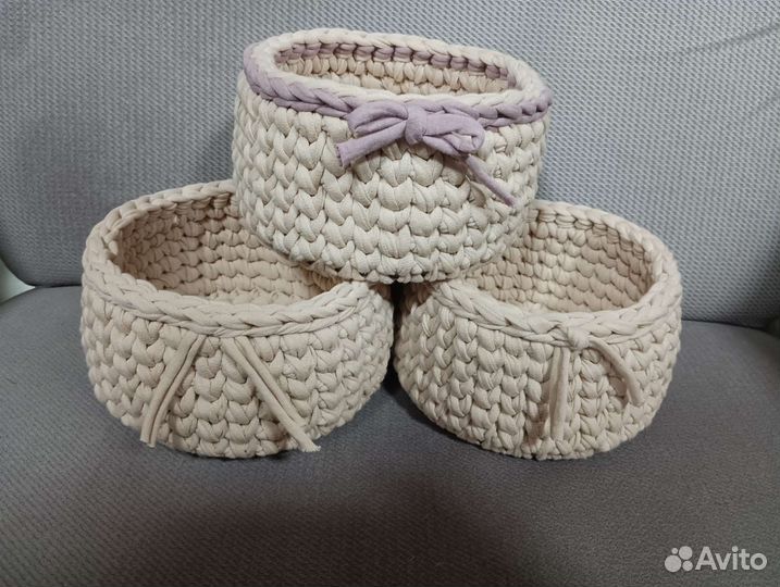 Корзинка из трикотажной пряжи