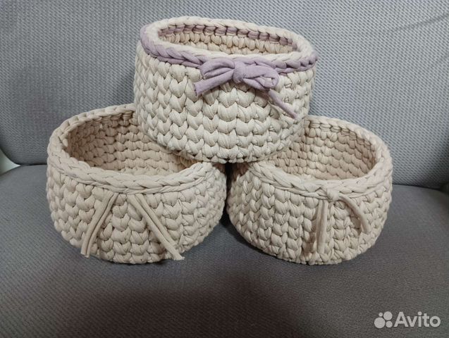 Корзинка из трикотажной пряжи