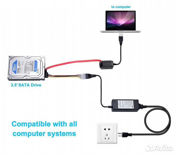 Адаптер для HDD 2в1 с IDE или SATA на USB новый