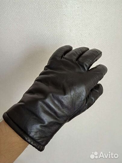 Мужские кожаные перчатки зимние