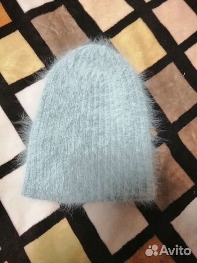 Шапка серая женская из ангоры
