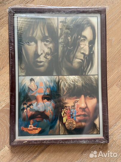 Постер Beatles в рамке под стеклом, в упаковке