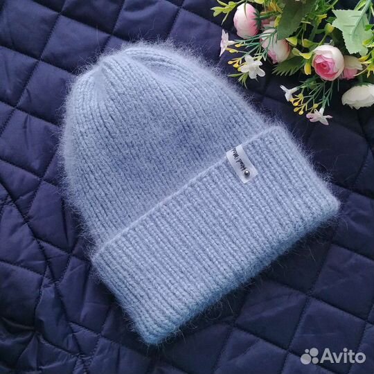 Шапка вязаная, зимняя из Пуха норки