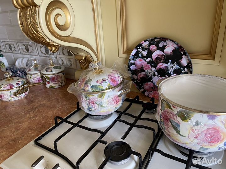 Набор посуды новый Agness vintage пионы