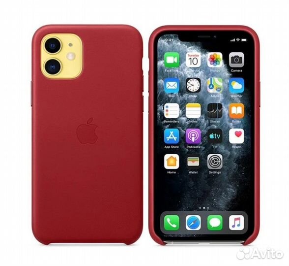 Кожаный чехол iPhone 11 красный