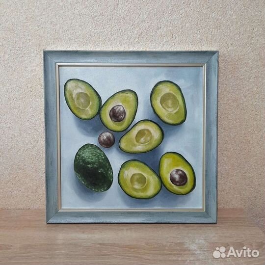 Картина маслом на холсте 30х30 Авокадо