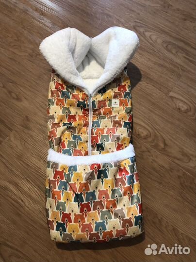 Конверт на выписку в коляску зимний, плед