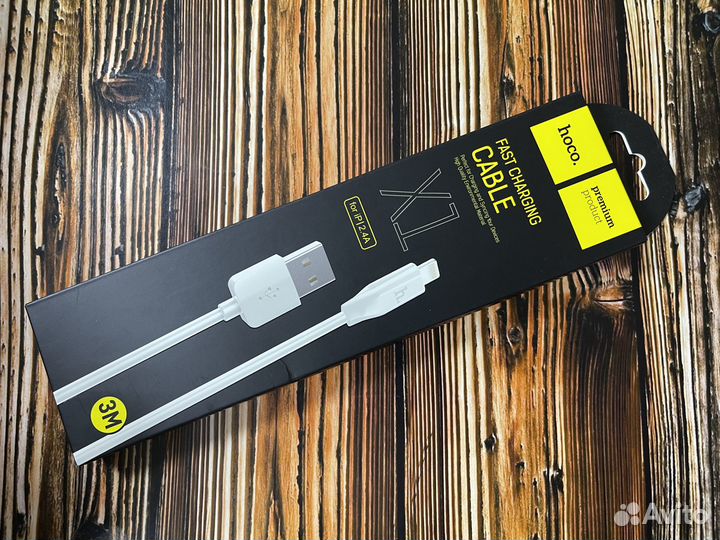 Кабель hoco X1 Rapid 3m Lightning для iPhone Белый