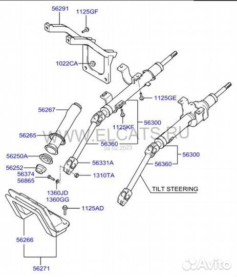 Кардан рулевого вала hyundai H100 Porter 1994-2004