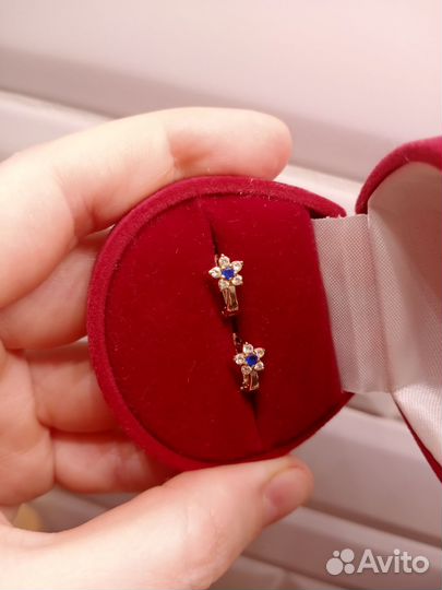 Золотые серьги детские с фианитами