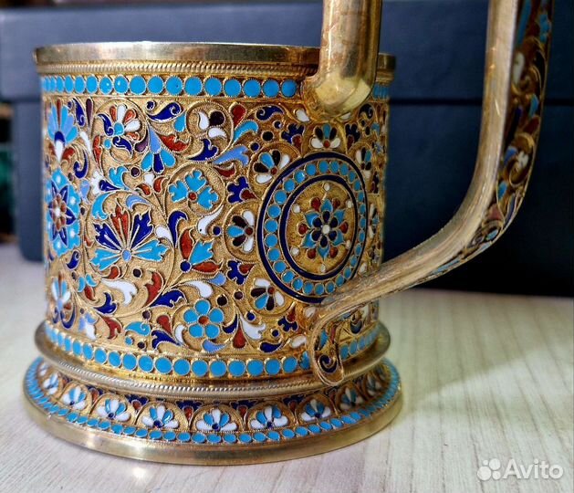 Серебряный подстаканник. Эмали. 84проба