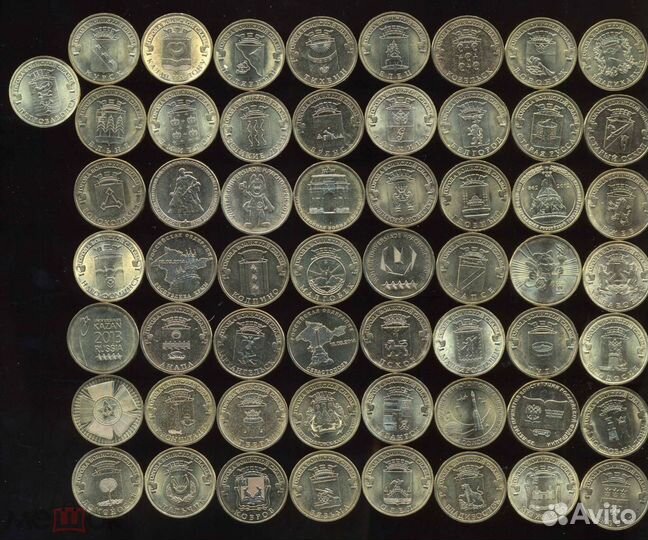 57 монет. Комплект гвс. 10 Рублей 2010-2018 года