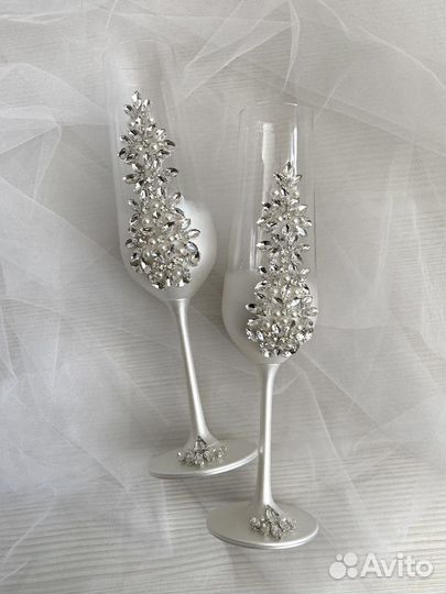 Свадебные бокалы ручной работы