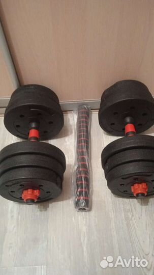 Разборные гантели по 10кг с конектором для штанги