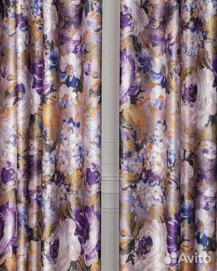 Шторы рогожка Медина сирень новые пошив