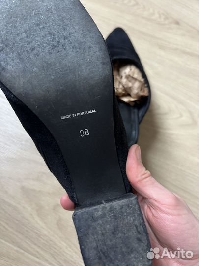 Мюли сабо 38 замшевые черные