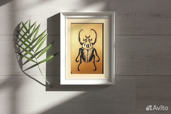 Картина Золотой Жук-Голиаф 12,5 х 18 см Акрил