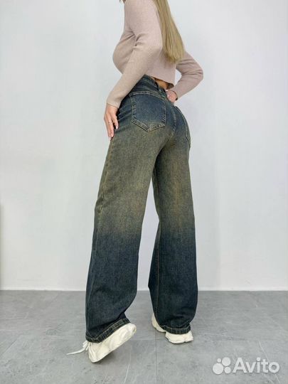 Джинсы прямые широкие
