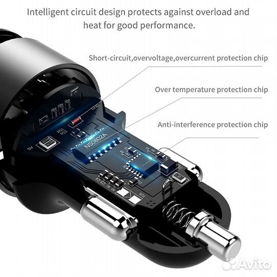 Азу Floveme 2xUSB с вольтметром 3.6А