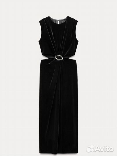 Бархатное платье с вырезами zara