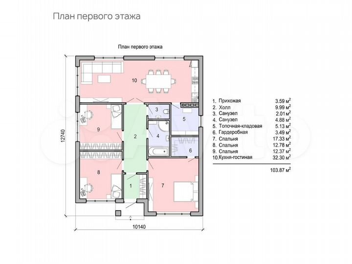 Дом 100 м² на участке 5 сот.