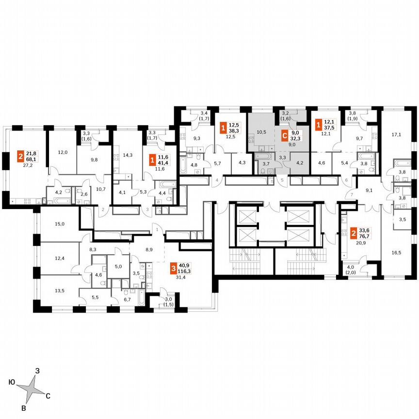 Квартира-студия, 32,3 м², 40/40 эт.