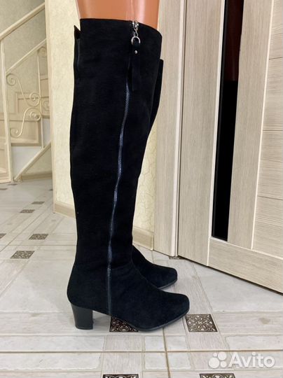 Ботфорты зимние замшевые