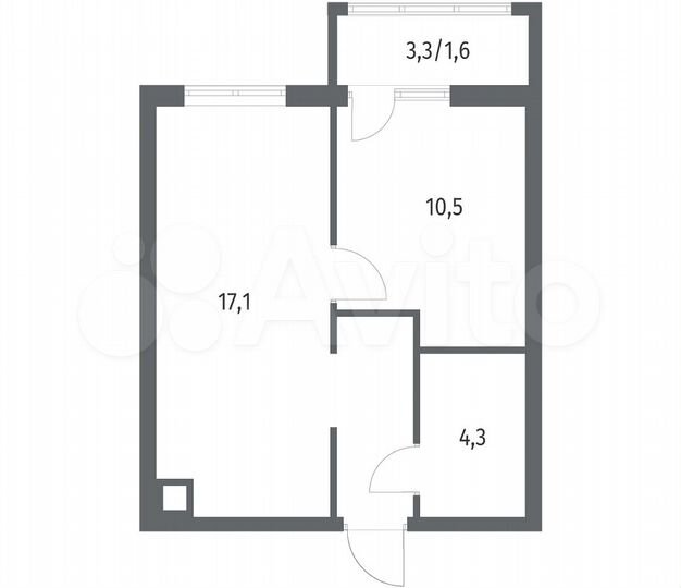 1-к. квартира, 37,3 м², 1/5 эт.