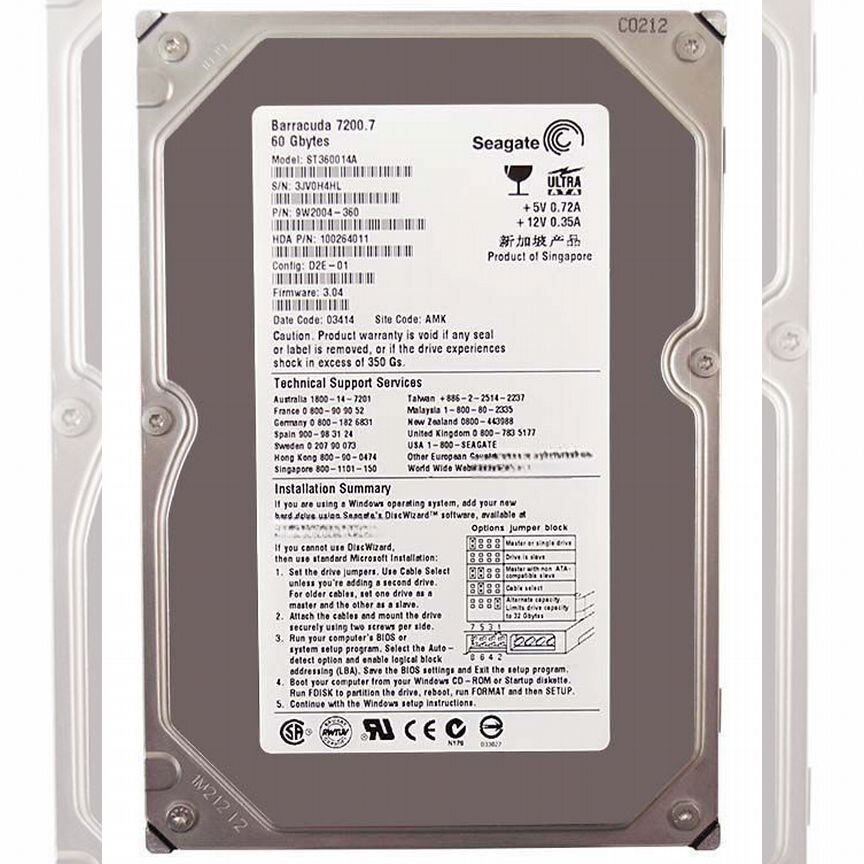 [ST360014A] Жесткий Диск Seagate 60gb Ide 3.5" Hdd St360014a