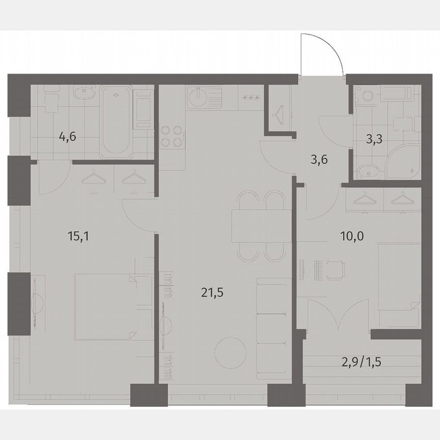2-к. квартира, 59,6 м², 7/11 эт.
