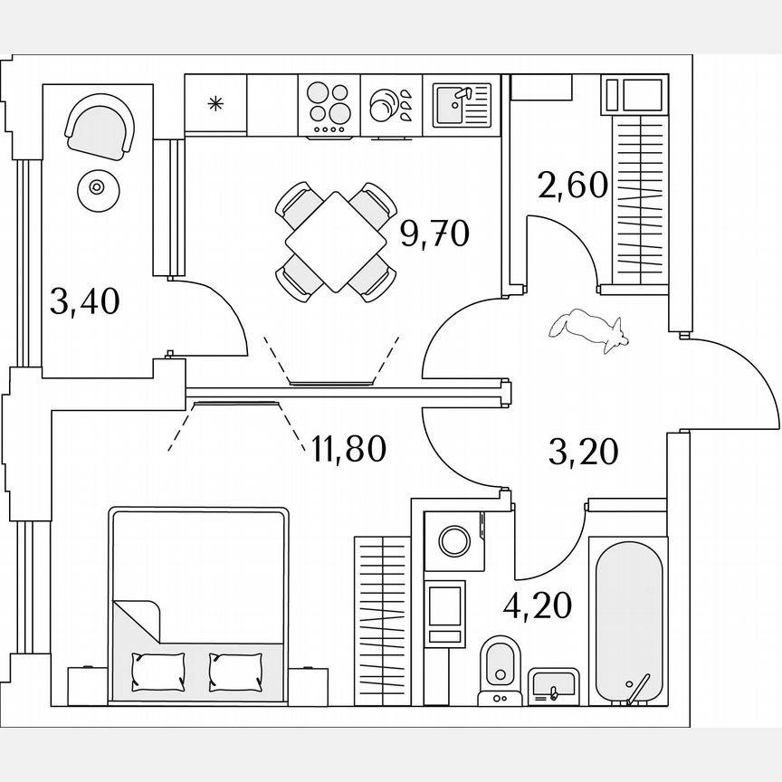 1-к. квартира, 33,2 м², 9/13 эт.