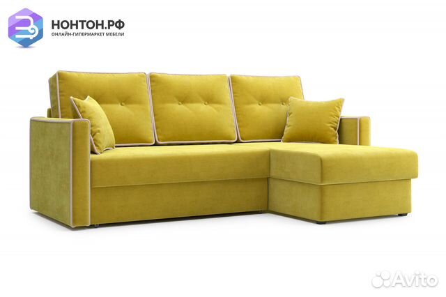 Диван угловой дельфин Леон горчичный