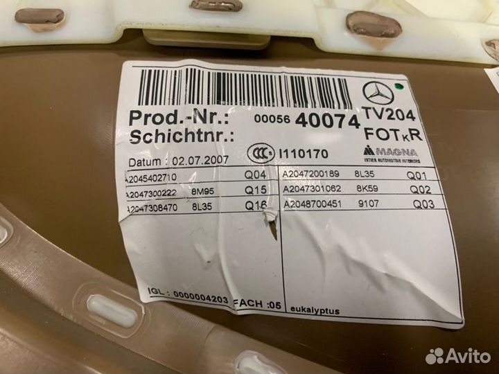 Обшивка двери задняя правая Mercedes-Benz C-Class