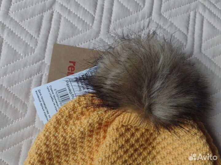 Новая зимняя шапка пумпон 52 Reima желтая девочки